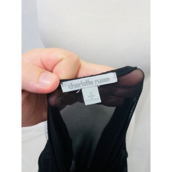 Charlotte Russe Women's One-Piece Black Mesh Long Sleeve Size Small - Picture 9 of 9
